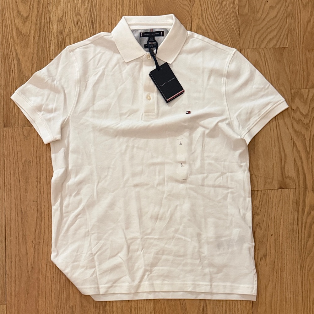 Tommy Hilfiger Men's Large White Polo Shirt Brand New